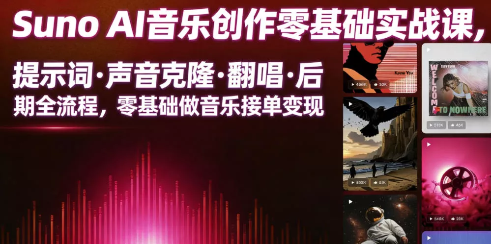 Suno AI音乐创作实战课，提示词・声音克隆・翻唱・后期全流程，零基础做音乐接单变现 - 付费阅读