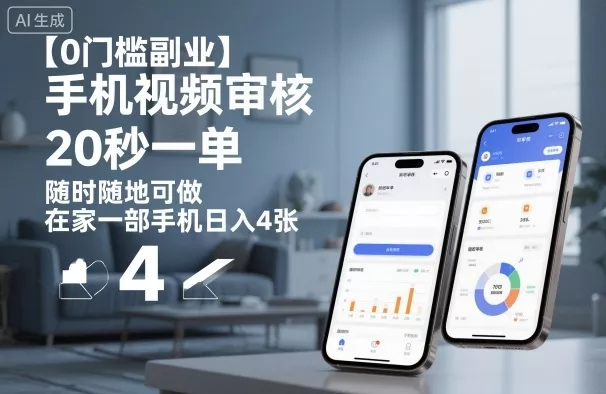 【0门槛副业】手机视频审核，20秒一单，随时随地可做，在家一部手机日入4张【揭秘】 - 付费阅读
