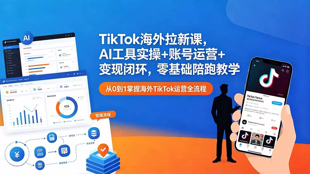 TikTok海外拉新课，AI工具实操+账号运营+变现闭环，零基础陪跑教学 - 付费阅读