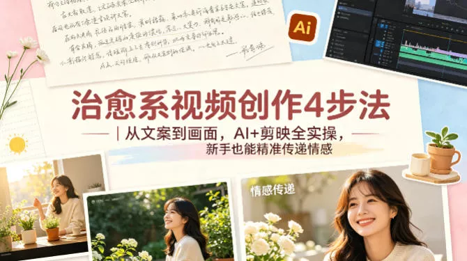 治愈系视频创作4步法｜从文案到画面，AI+剪映全实操，新手也能精准传递情感 - 付费阅读