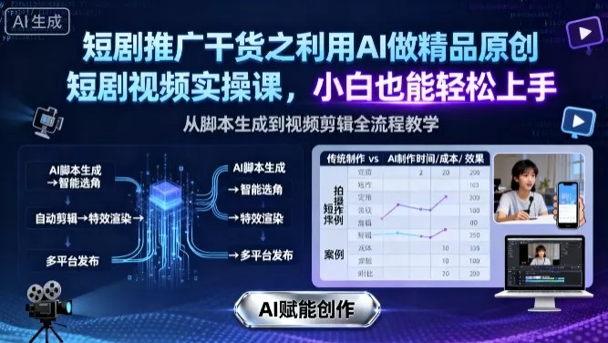短剧推广干货之利用AI做精品原创短剧视频实操课，小白也能轻松上手 - 付费阅读