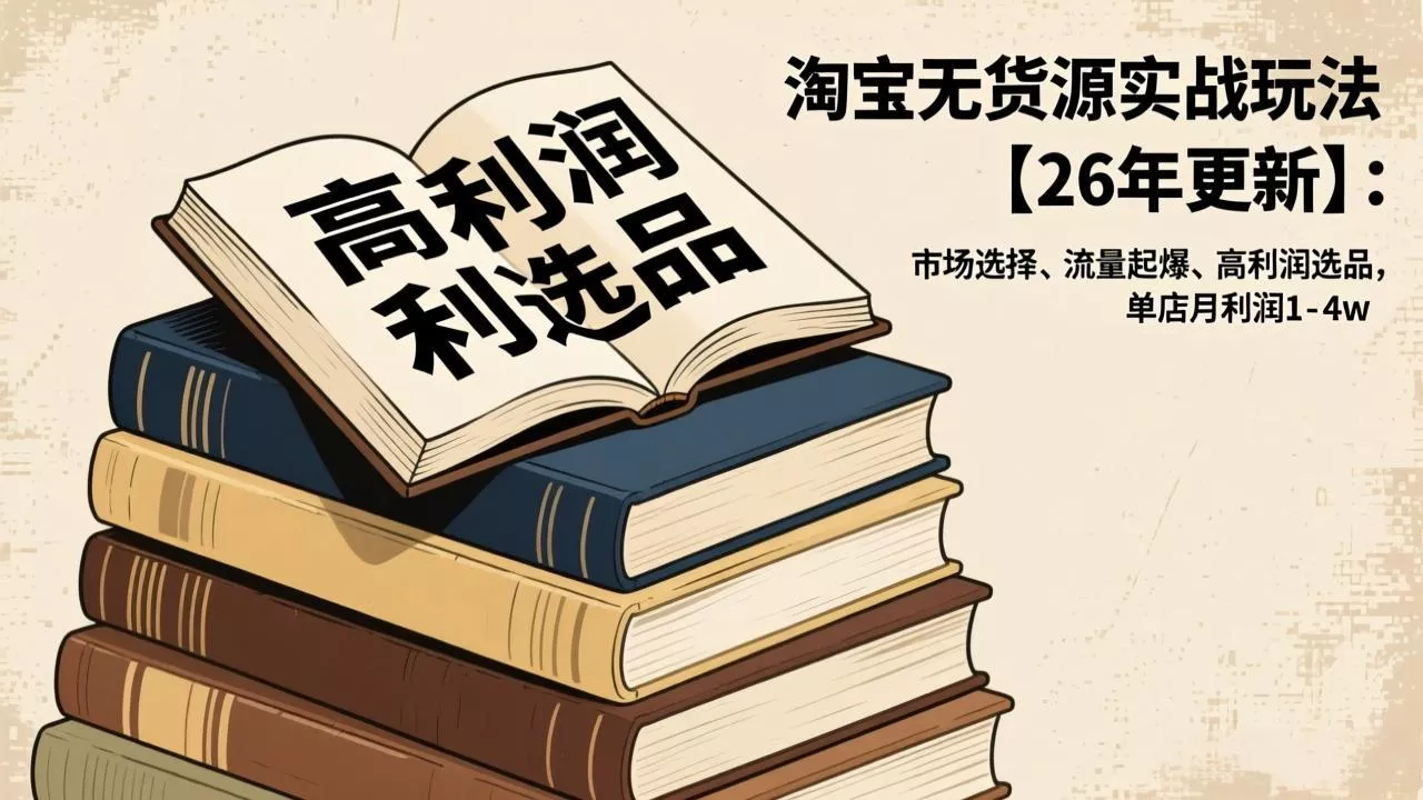 淘宝无货源实战玩法【26年更新】：市场选择、流量起爆、高利润选品，单店月利润1-4w - 付费阅读