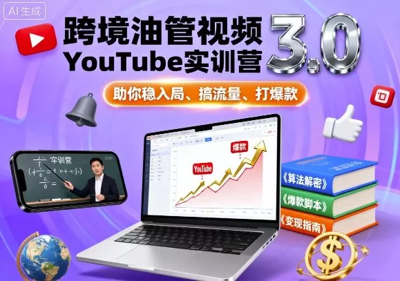 跨境油管视频YouTube实训营3.0，助你稳入局、搞流量、打爆款 - 付费阅读