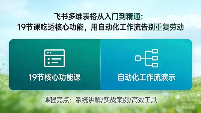 飞书多维表格从入门到精通：19节课吃透核心功能，用自动化工作流告别重复劳动 - 付费阅读