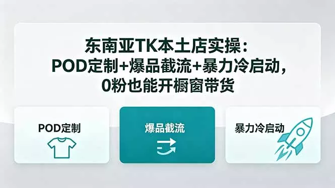 东南亚TK本土店实操：POD定制+爆品截流+暴力冷启动，0粉也能开橱窗带货 - 付费阅读