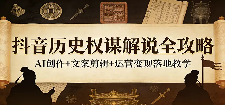 抖音历史权谋解说全攻略：AI创作+文案剪辑+运营变现落地教学 - 付费阅读