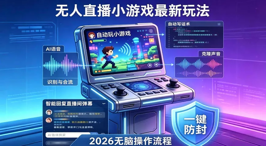 2026年AI无人直播小游戏全流程，不违规不封号，开启创业副业增收之路，小白月入1w+【揭秘】 - 付费阅读