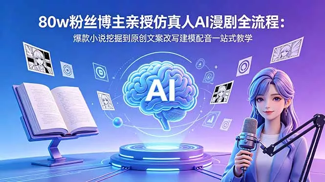 80w粉丝博主亲授仿真人AI漫剧全流程：爆款小说挖掘到原创文案改写建模配音一站式教学 - 付费阅读