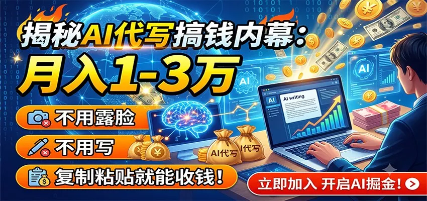 揭秘AI代写搞钱内幕：月入1-3万，不用露脸不用写，复制粘贴就能收钱！ - 付费阅读