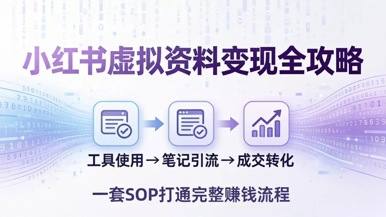 小红书虚拟资料变现全攻略：从工具使用到笔记引流成交，一套 SOP 打通完整赚钱流程 - 付费阅读