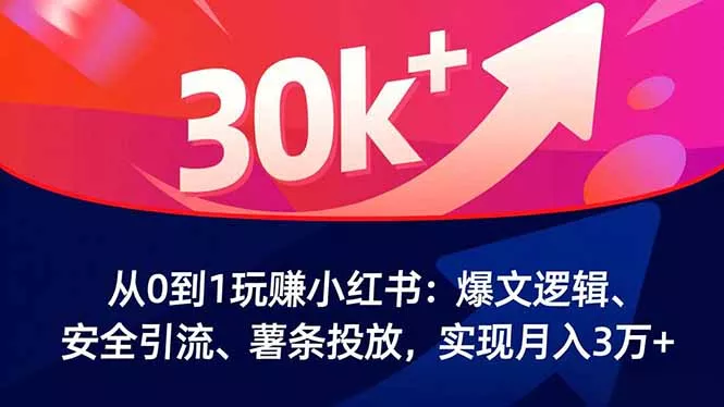 从0到1玩赚小红书：爆文逻辑、安全引流、薯条投放，实现月入3万+ - 付费阅读