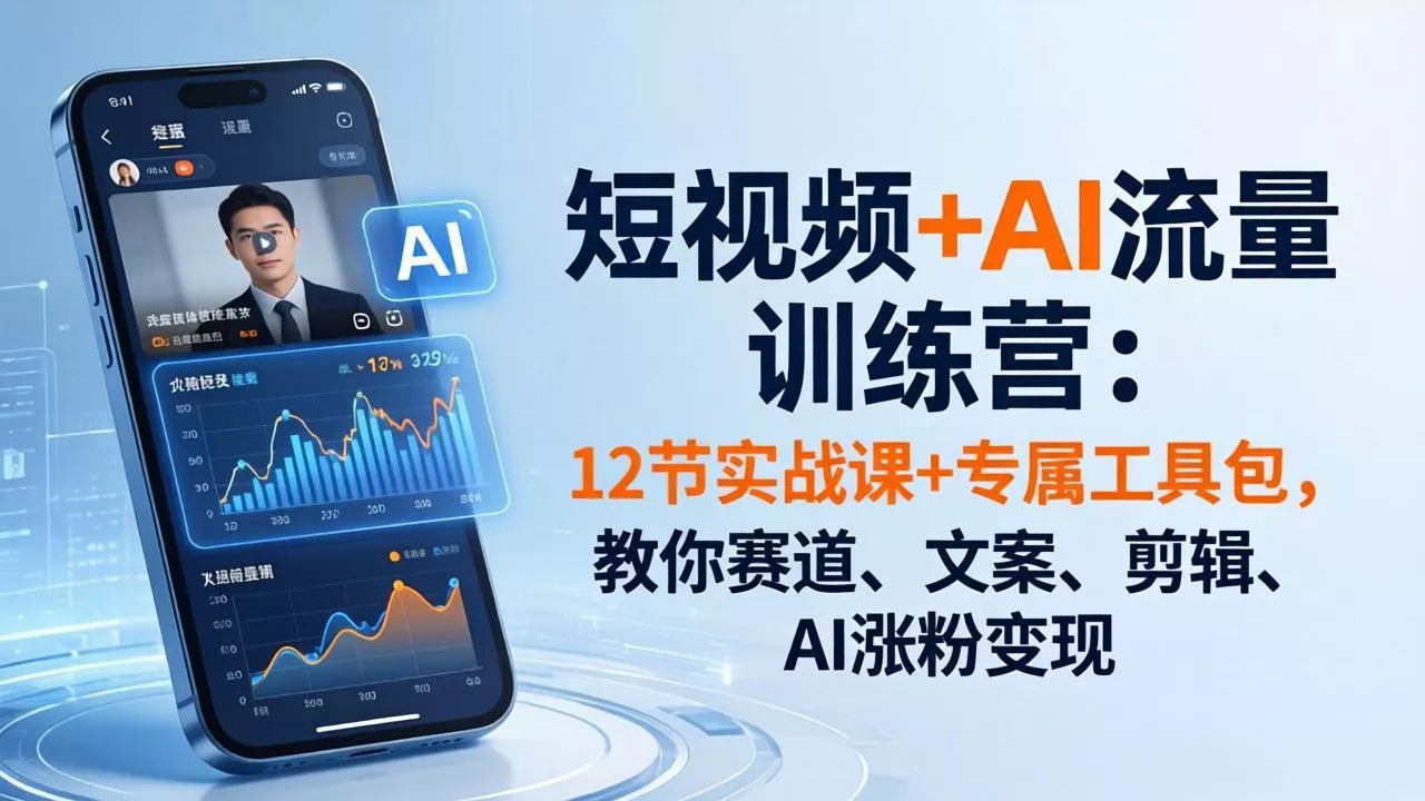 短视频+AI流量训练营：12节实战课+专属工具包，教你赛道、文案、剪辑、AI涨粉变现 - 付费阅读