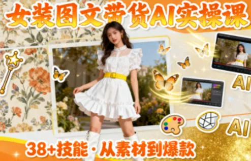 女装图文带货的AI实操课，覆盖38个实用技能，快速提升素材制作效率 - 付费阅读
