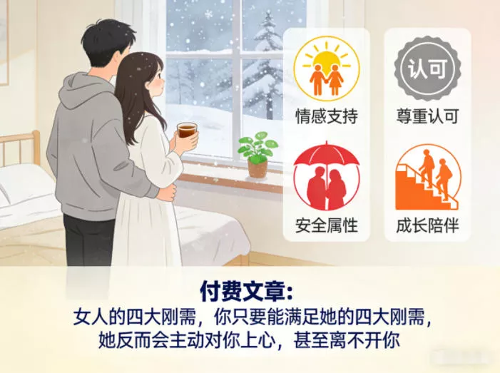 付费文章：女人的四大刚需，你只要能满足她的四大刚需，她反而会主动对你上心，甚至离不开你 - 付费阅读