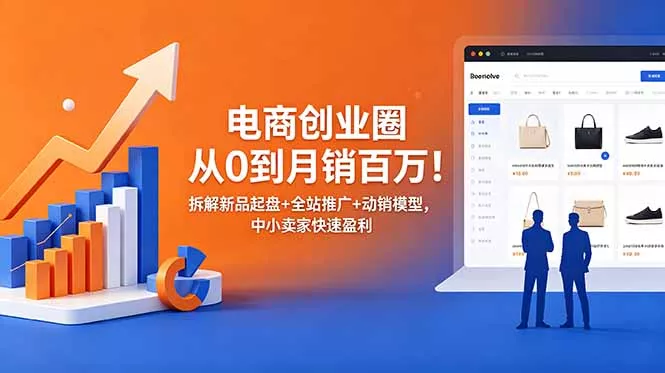 电商创业圈从0到月销百万！拆解新品起盘+全站推广+动销模型，中小卖家快速盈利 - 付费阅读