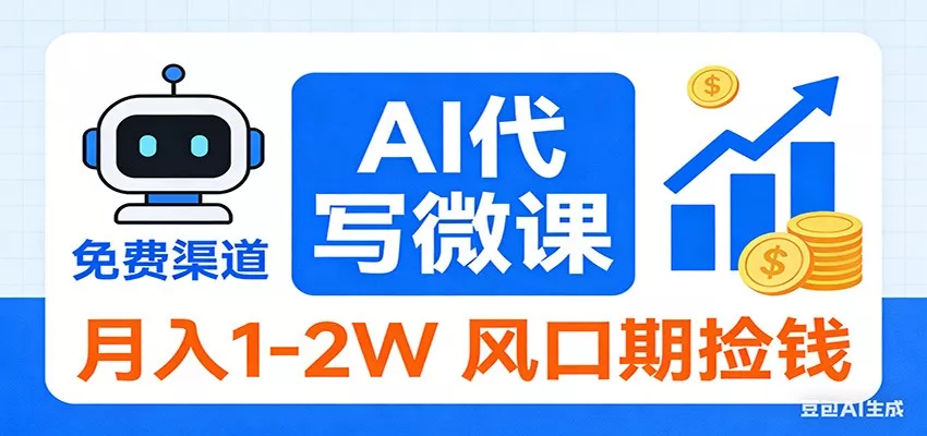 2026告别打工！AI 代写微课，提供免费渠道，月入 1-2W 风口期捡钱 - 付费阅读