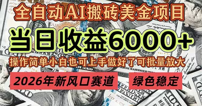 2026年新风口赛道，当日6000+以上，可批量放大，月收入20万+，长期绿色稳定的项目 - 付费阅读
