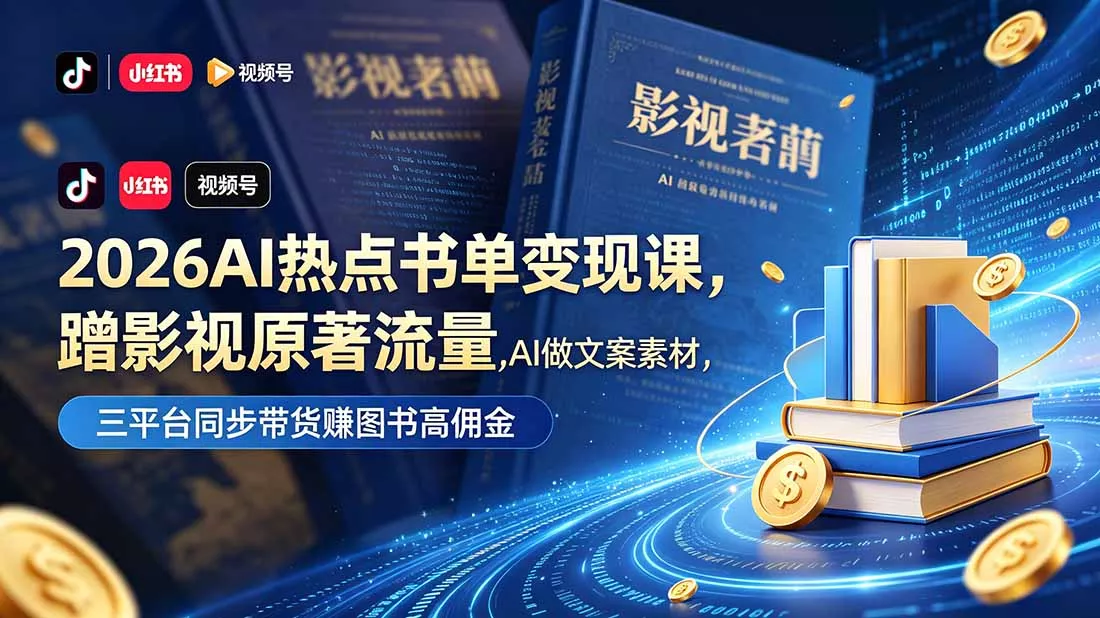 2026AI热点书单变现课，蹭影视原著流量，AI做文案素材，三平台同步带货赚图书高佣金 - 付费阅读