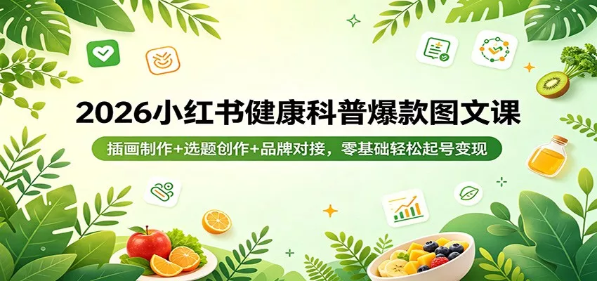 2026小红书健康科普爆款图文课：插画制作+选题创作+品牌对接，零基础轻松起号变现 - 付费阅读