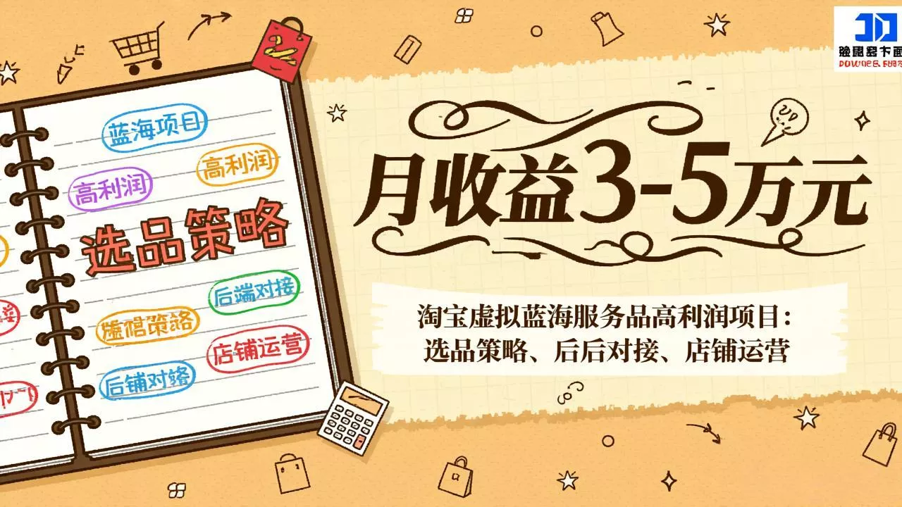 淘宝虚拟蓝海服务品高利润项目:选品策略、后端对接、店铺运营,月收益可达3-5万元 淘宝虚拟蓝海服务品高利润项目:选品策略、后端对接、店铺运营,月收益可达3-5万元