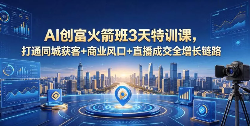 AI创富火箭班3天特训课，打通同城获客+商业风口+直播成交全增长链路，2026年4月新课 - 付费阅读