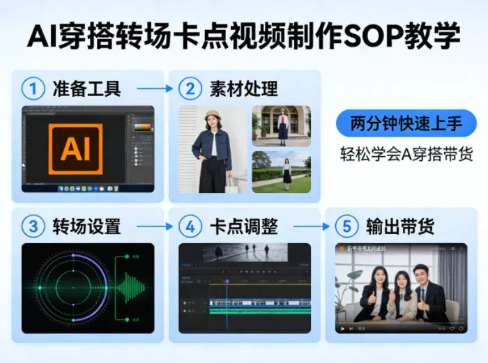 AI穿搭转场卡点视频制作SOP教学，两分钟快速上手，轻松学会AI穿搭带货 - 付费阅读