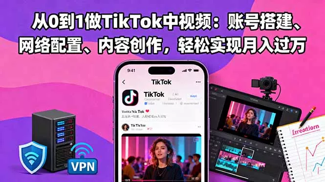 从0到1做TikTok中视频：账号搭建、网络配置、内容创作，轻松实现月入过万 - 付费阅读