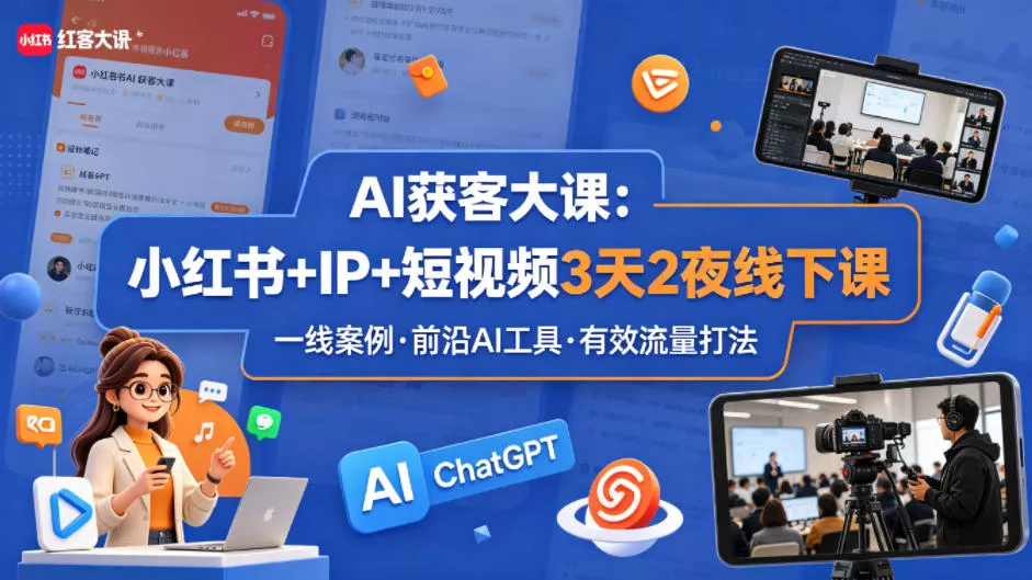 AI获客大课小红书+IP+短视频3天2夜线下课，用最真实的一线案例，最前沿的AI工具，最有效的流量打法 - 付费阅读