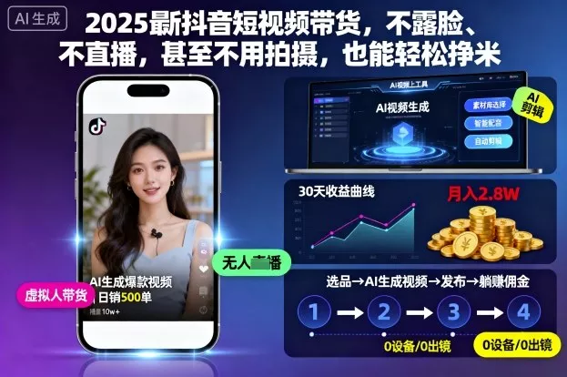 2025最新抖音短视频带货，不露脸、不直播，甚至不用拍摄，也能轻松挣米 - 付费阅读