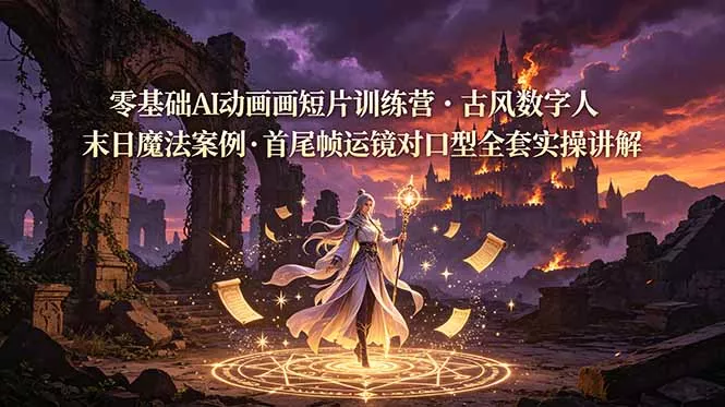 零基础AI动画短片训练营，古风数字人末日魔法案例，首尾帧运镜对口型全套实操讲解 - 付费阅读