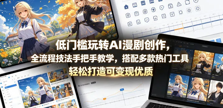 低门槛玩转AI漫剧创作，全流程技法手把手教学，搭配多款热门工具，轻松打造可变现优质作品 - 付费阅读