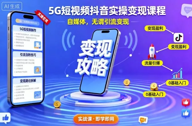5G短视频抖音实操变现课程，自媒体，无谓引流变现 - 付费阅读