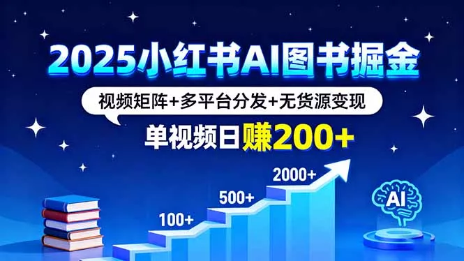 2025小红书AI图书掘金，视频矩阵+多平台分发+无货源变现，单视频日赚200+ - 付费阅读