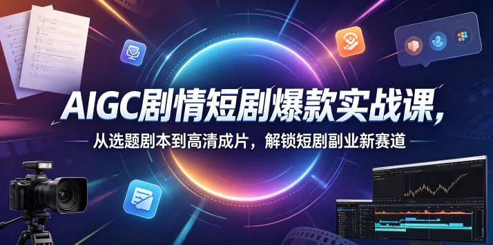 AIGC剧情短剧爆款实战课，从选题剧本到高清成片，解锁短剧副业新赛道 - 付费阅读