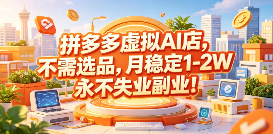 拼多多虚拟AI店，不需选品，月稳定1-2W，永不失业副业！【揭秘】 - 付费阅读