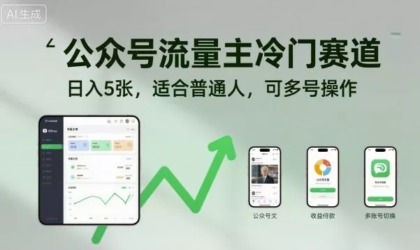 公众号流量主冷门赛道，日入5张，适合普通人，可多号操作 - 付费阅读