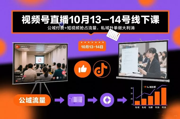 视频号直播10月13-14号线下课，公域付费+短视频抢占流量，私域升单做大利消 - 付费阅读