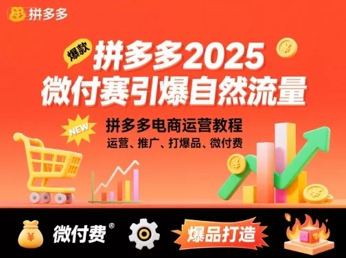 拼多多2025微付费引爆自然流量，拼多多电商运营教程，运营、推广、打爆品、微付费(更新) - 付费阅读