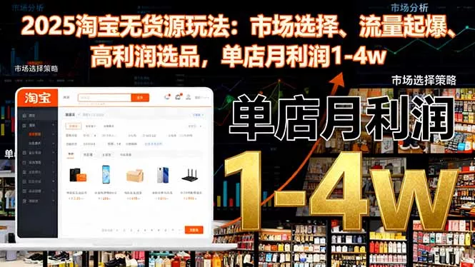 2025淘宝无货源玩法：市场选择、流量起爆、高利润选品，单店月利润1-4w - 付费阅读