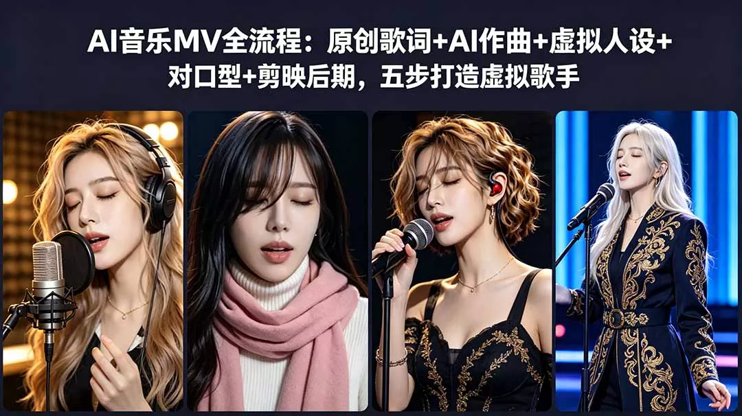 AI音乐MV全流程：原创歌词+AI作曲+虚拟人设+对口型+剪映后期，五步打造虚拟歌手 - 付费阅读