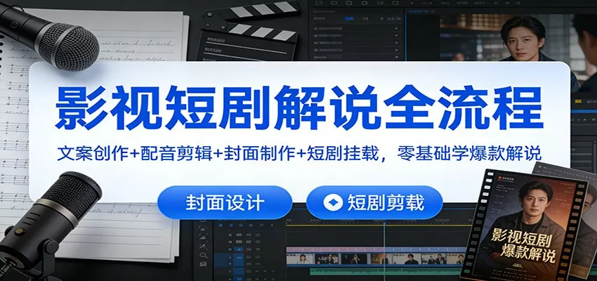 影视短剧解说全流程：文案创作+配音剪辑+封面制作+短剧挂载，零基础学爆款解说 - 付费阅读