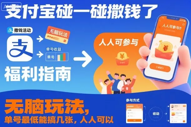 支付宝碰一碰撒钱了，无脑玩法，单号最低能搞几张，人人可以撸【揭秘】 - 付费阅读