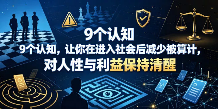 付费文章:9个认知,让你在进入社会后减少被算计,对人性与利益保持清醒 付费文章:9个认知,让你在进入社会后减少被算计,对人性与利益保持清醒