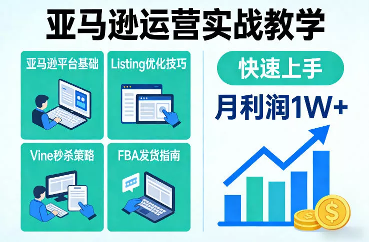 亚马逊运营实战教学，亚马逊平台+Listing优化+Vine秒杀+FBA发货等，快速上手，实现店铺月利润1W - 付费阅读