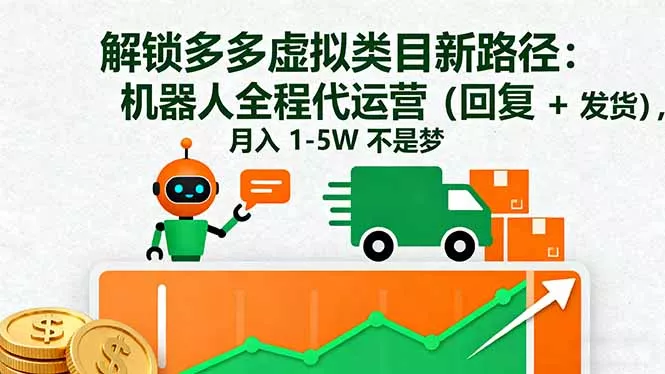 解锁多多虚拟类目新路径：机器人全程代运营(回复 + 发货 - 付费阅读