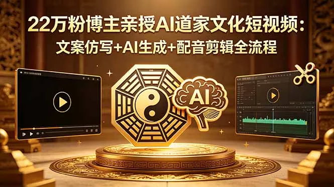 22万粉博主亲授AI道家文化短视频：文案仿写+AI生成+配音剪辑全流程 - 付费阅读