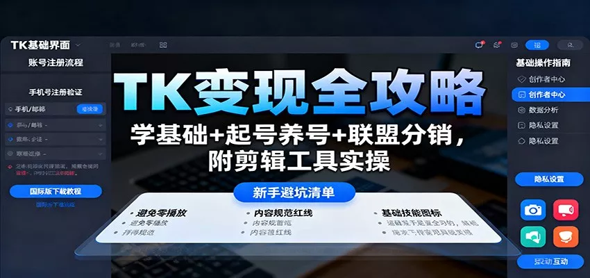 TK变现全攻略：学基础+起号养号+联盟分销，附剪辑工具实操 - 付费阅读
