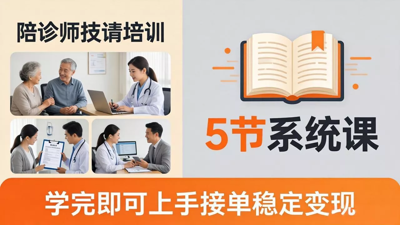 想做陪诊师不知从何下手?5节系统课教你掌握核心技能,学完即可上手接单稳定变现 想做陪诊师不知从何下手?5节系统课教你掌握核心技能,学完即可上手接单稳定变现