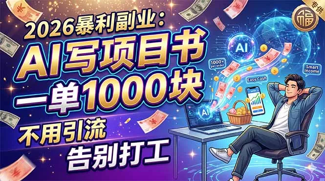 2026暴利副业:AI 写项目书,一单 1000 块,不用引流,告别打工 2026暴利副业:AI 写项目书,一单 1000 块,不用引流,告别打工