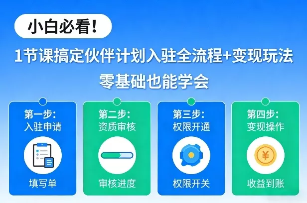 小白必看！1节课搞定伙伴计划入驻全流程+变现玩法，零基础也能学会 - 付费阅读
